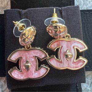 CHANEL Pink and Gold Iconic Earrings
